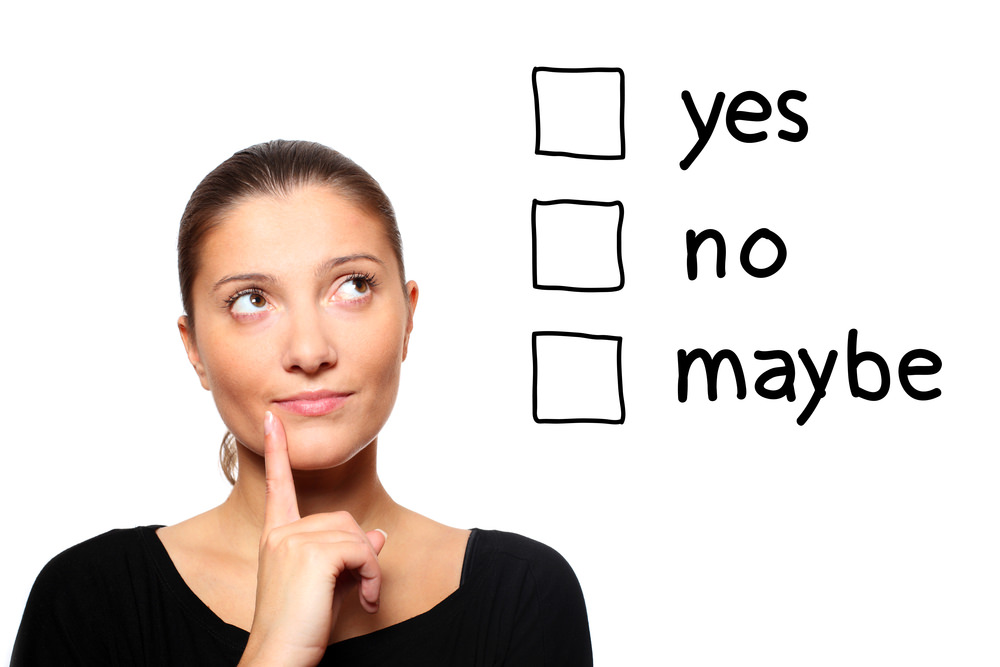 A,Portrait,Of,A,Young,Woman,Trying,To,Make,A Yes, No, Maybe